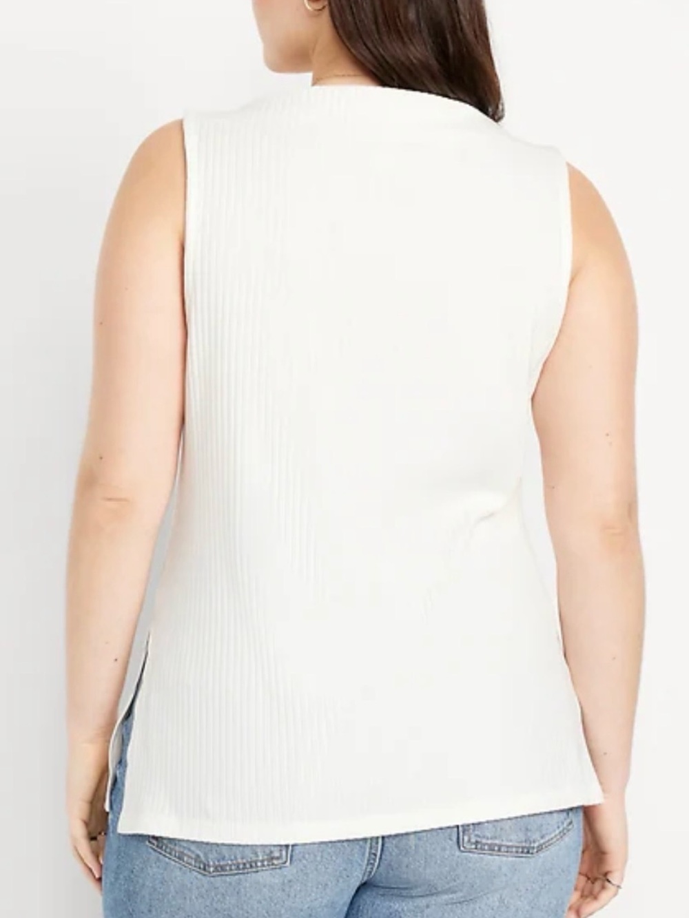 Old Navy Sleeveless Rib Knit Tank Top - White Size 3X NWT